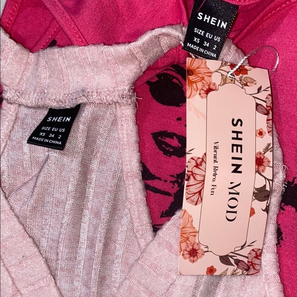 SHEIN Pink Graphic Ribbed Tank crop Top women Xs bundle - Picture 7 of 9